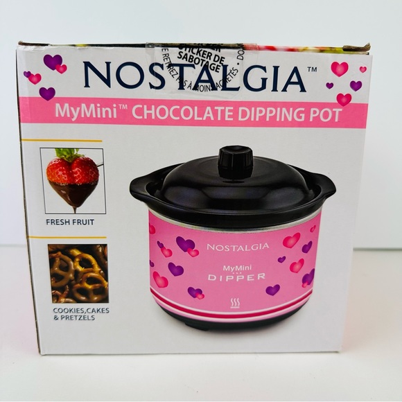NOSTALGIA My Mini Chocolate Dipping Pot *Lid & Pink Heart Design 20 Oz Sealed - Picture 3 of 5